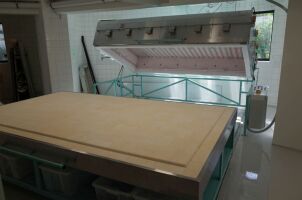 Hood kiln with mobile bed for fusing and bending, model PSV